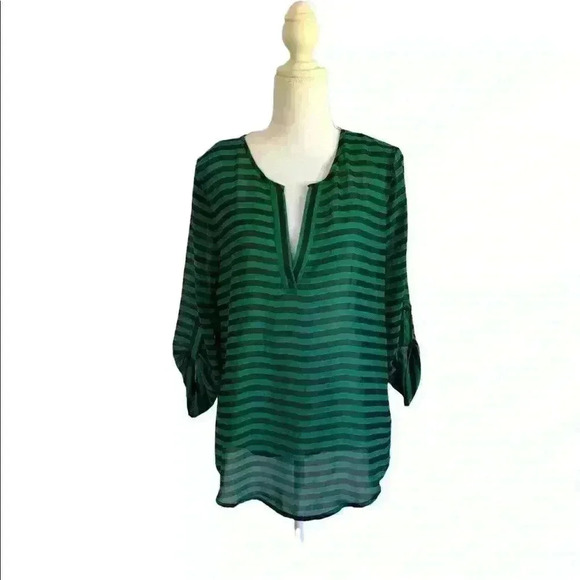 41 Hawthorn Sheer Green & Black Top Size M - Picture 1 of 5